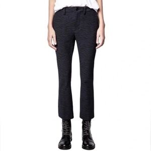 LIKE-NEW Zadig & Voltaire - Black-Navy Tiger Print Trousers, Kick-Flare